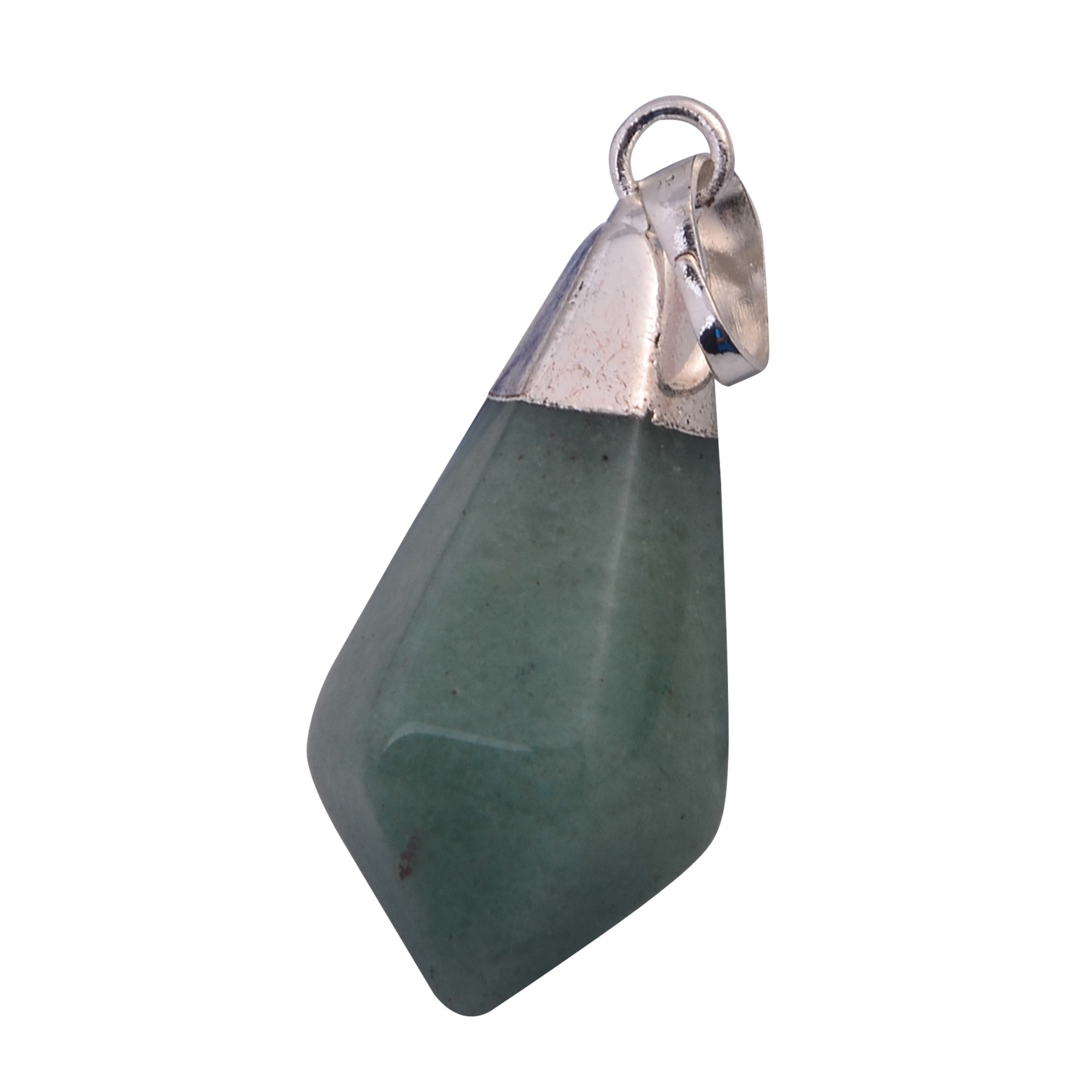 Silver Hexahedral Cone Gemstone Pendant