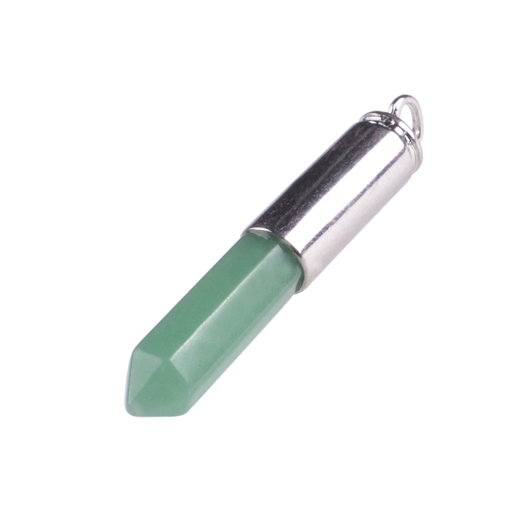 Silver Hexahedral Cylinder Gemstone Pendant