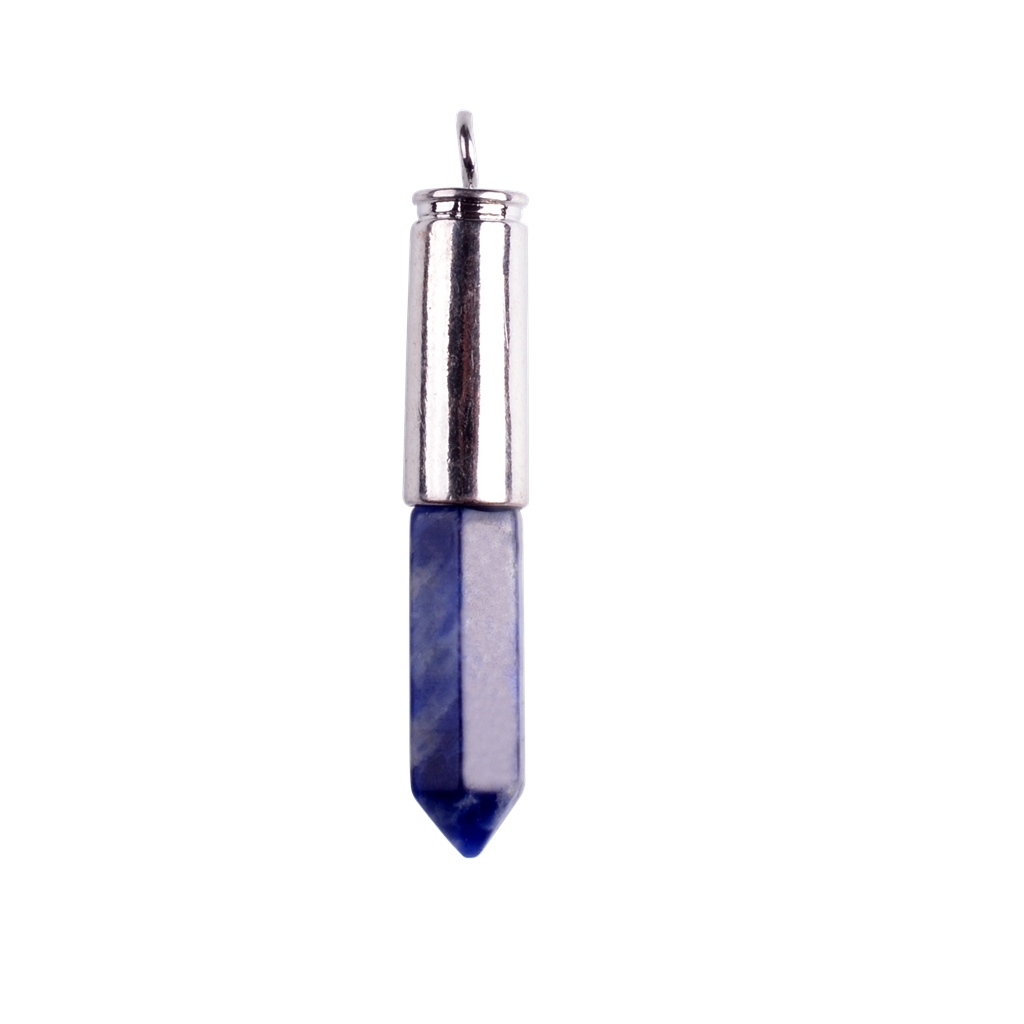 Silver Hexahedral Cylinder Gemstone Pendant