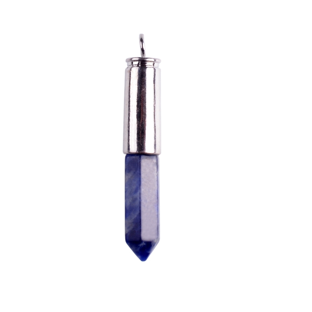 Silver Hexahedral Cylinder Gemstone Pendant