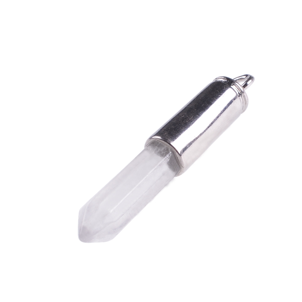 Silver Hexahedral Cylinder Gemstone Pendant