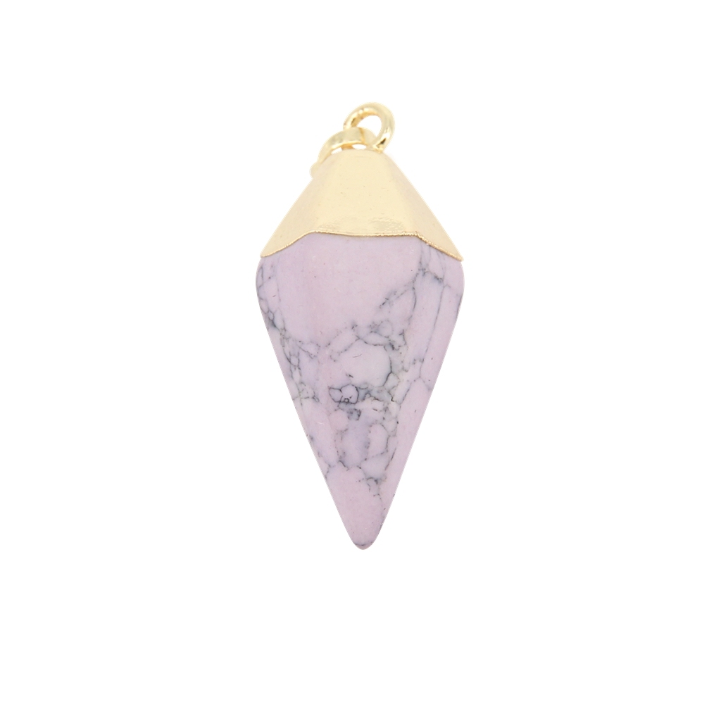 Silver Hexahedral Cone Gemstone Pendant