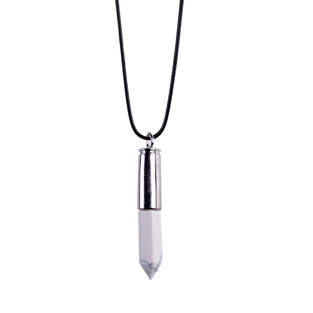 Silver Hexahedral Cylinder Gemstone Pendant