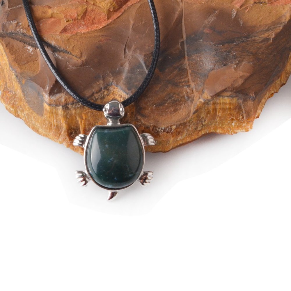 Silver Tortoise Gemstone Pendant