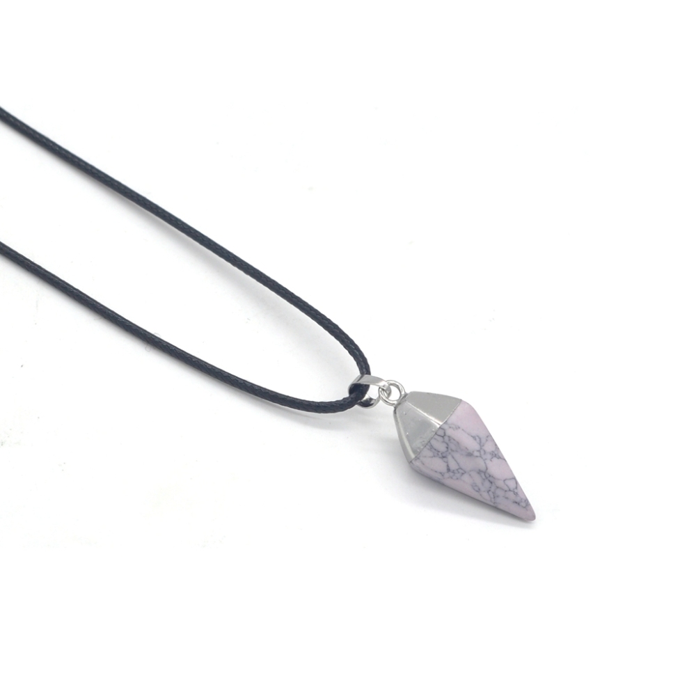 Silver Hexahedral Cone Gemstone Pendant