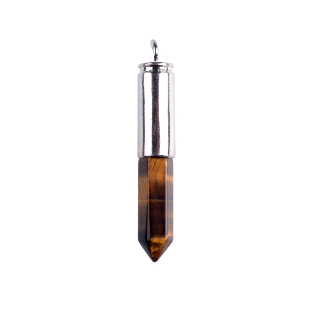 Silver Hexahedral Cylinder Gemstone Pendant
