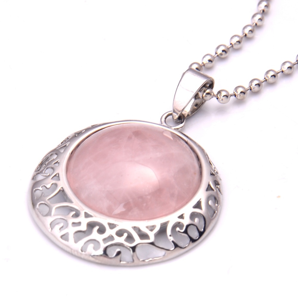 Silver Coin Gemstone Pendant