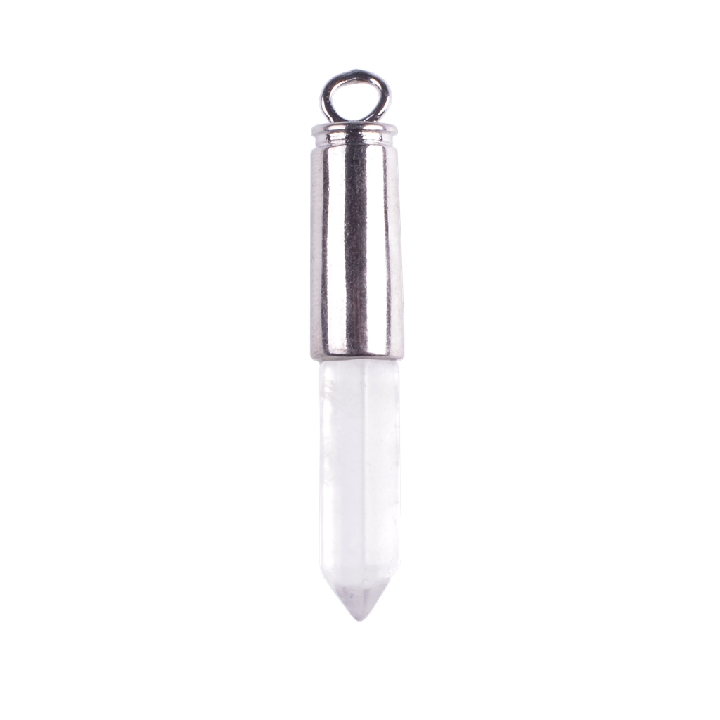 Silver Hexahedral Cylinder Gemstone Pendant