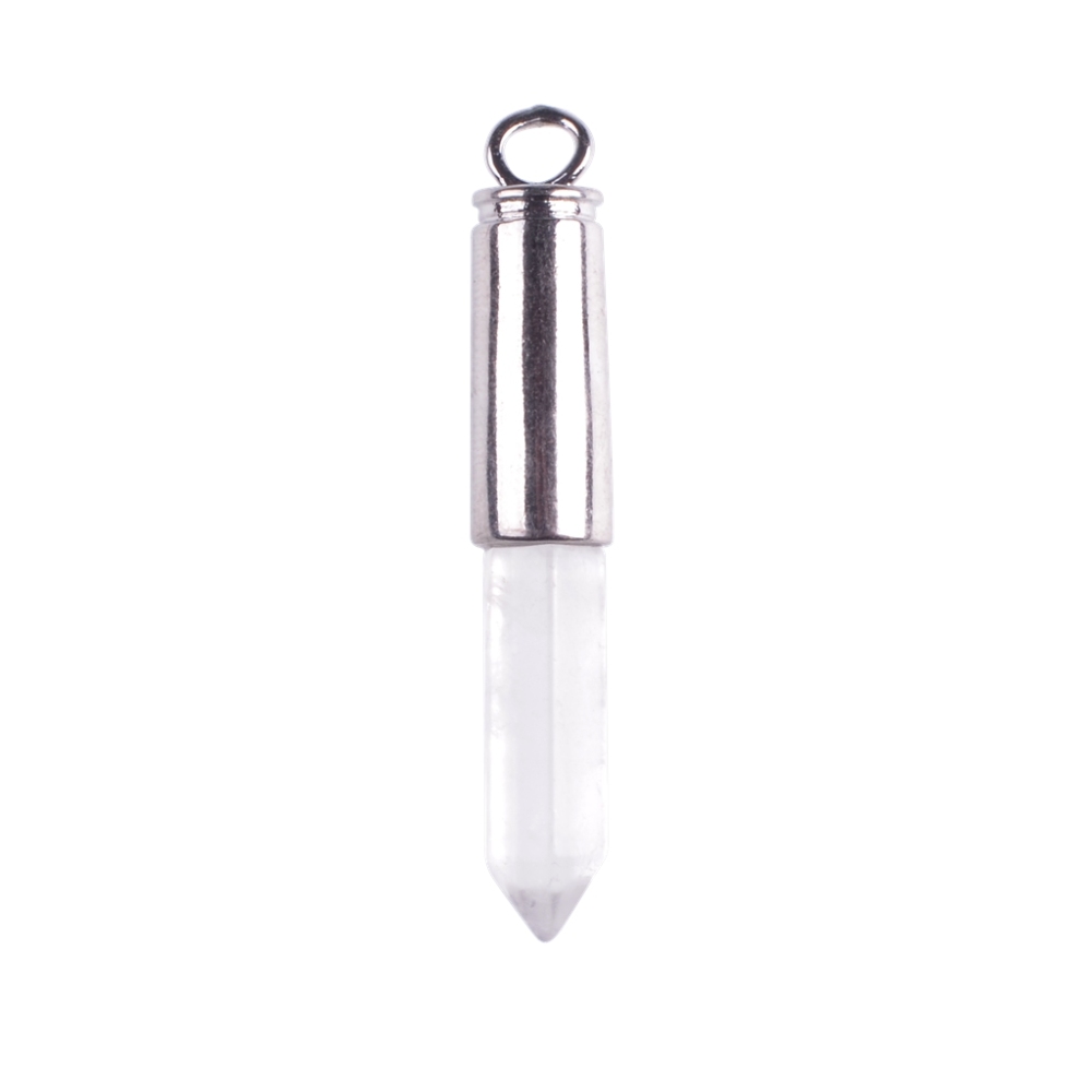 Silver Hexahedral Cylinder Gemstone Pendant