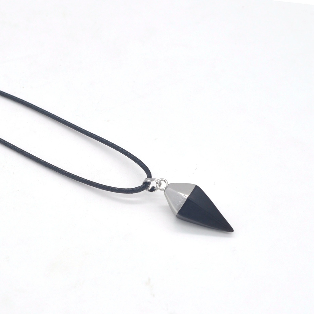 Silver Hexahedral Cone Gemstone Pendant