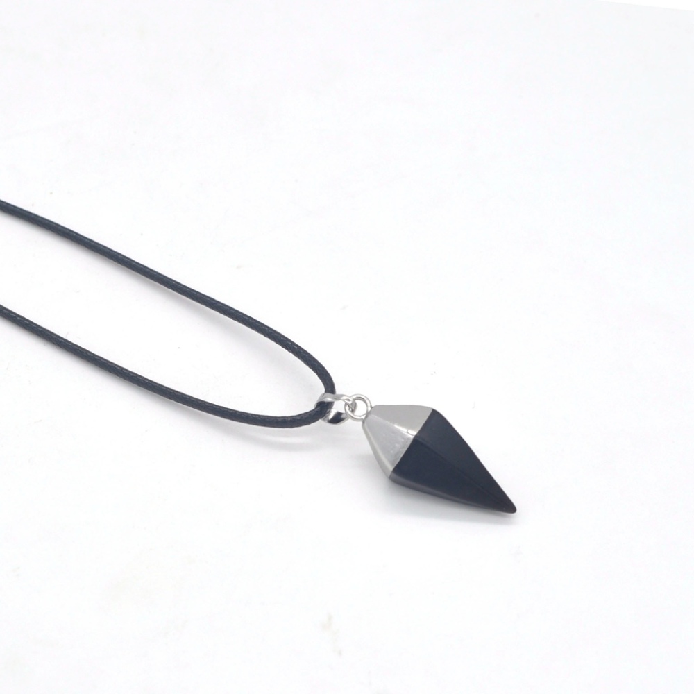 Silver Hexahedral Cone Gemstone Pendant