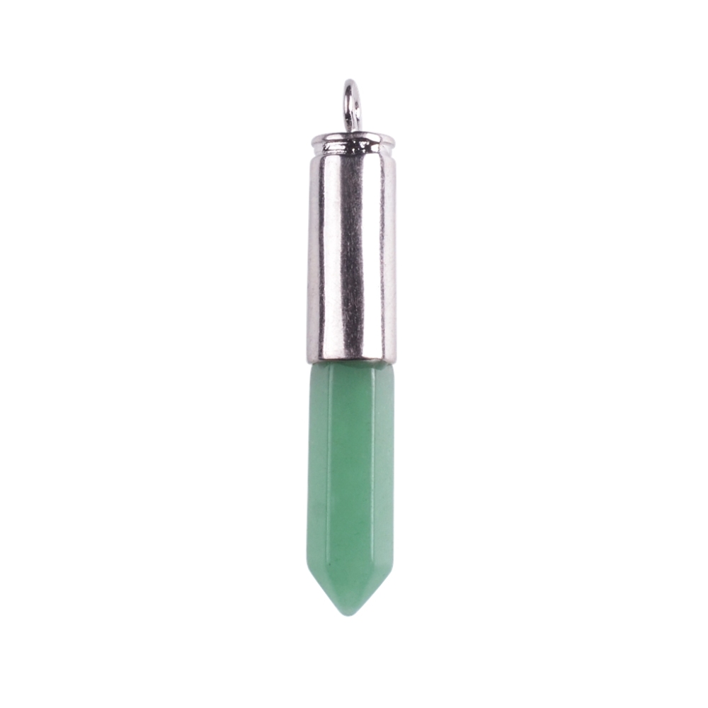 Silver Hexahedral Cylinder Gemstone Pendant