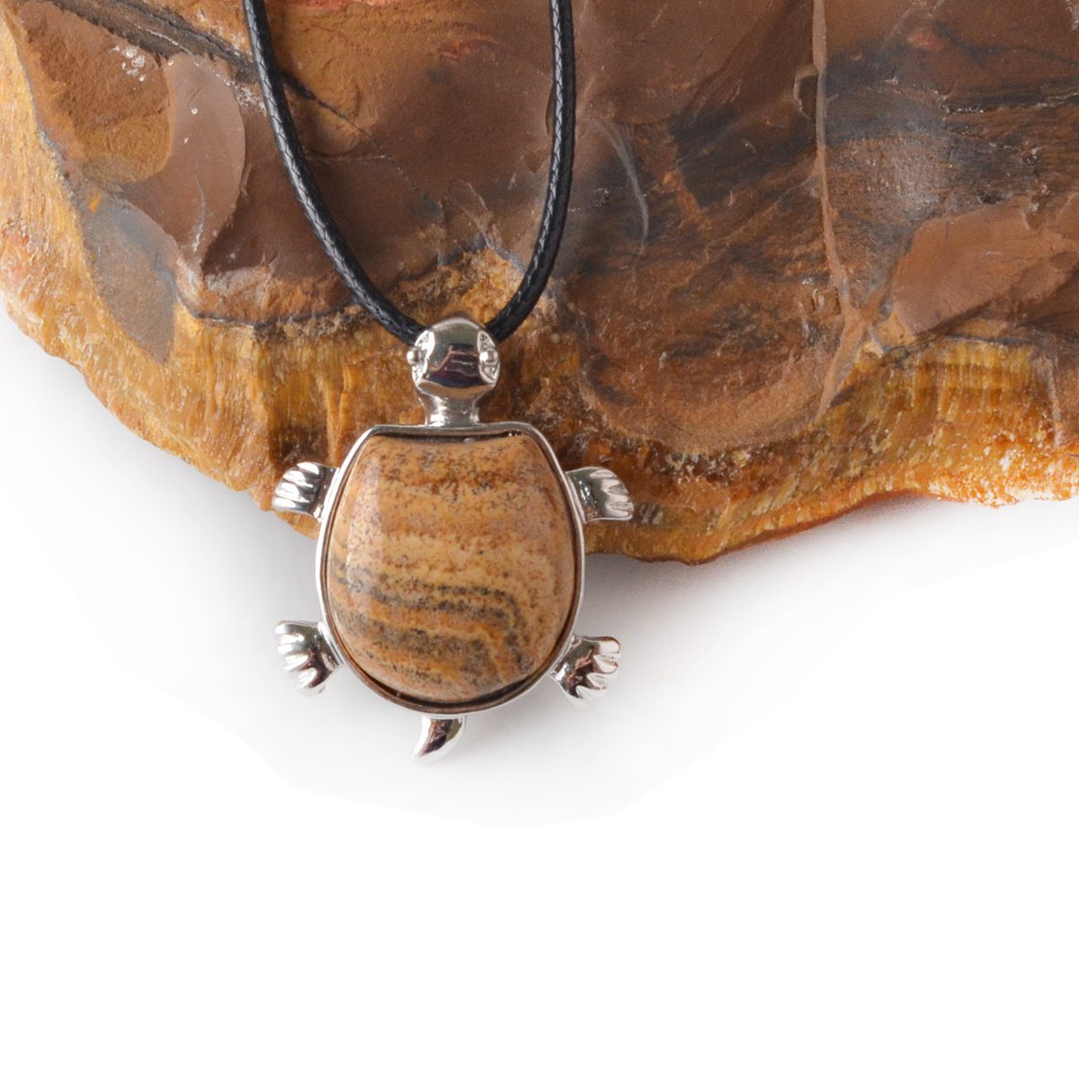 Silver Tortoise Gemstone Pendant