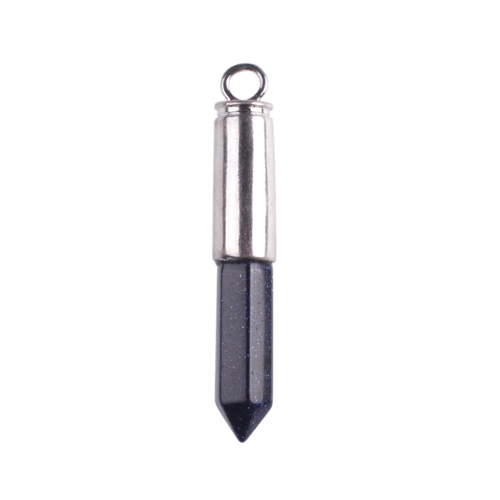 Silver Hexahedral Cylinder Gemstone Pendant