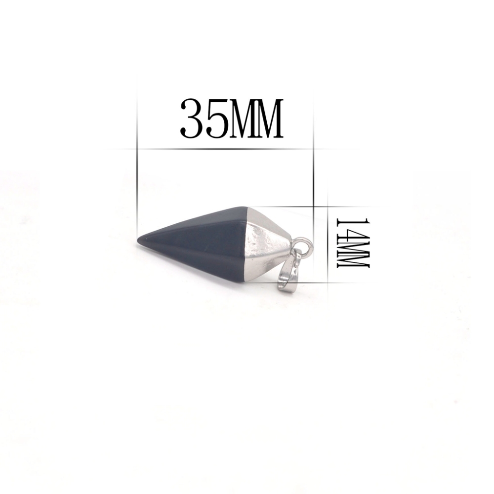 Silver Hexahedral Cone Gemstone Pendant