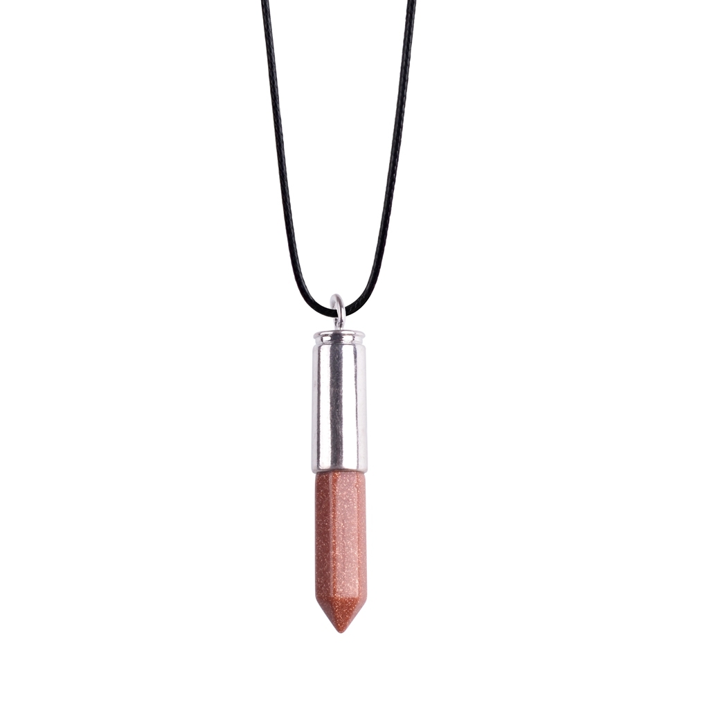 Silver Hexahedral Cylinder Gemstone Pendant