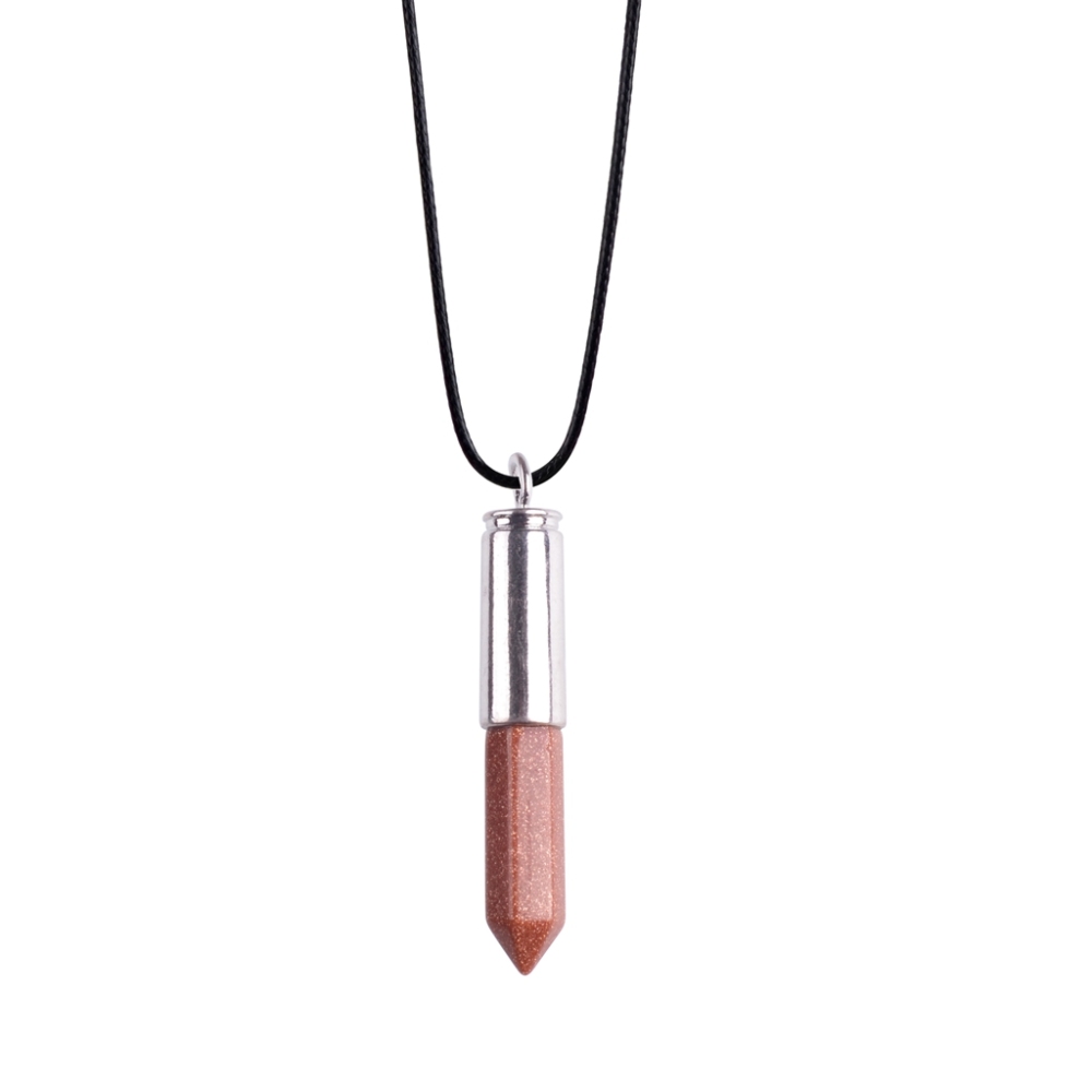 Silver Hexahedral Cylinder Gemstone Pendant