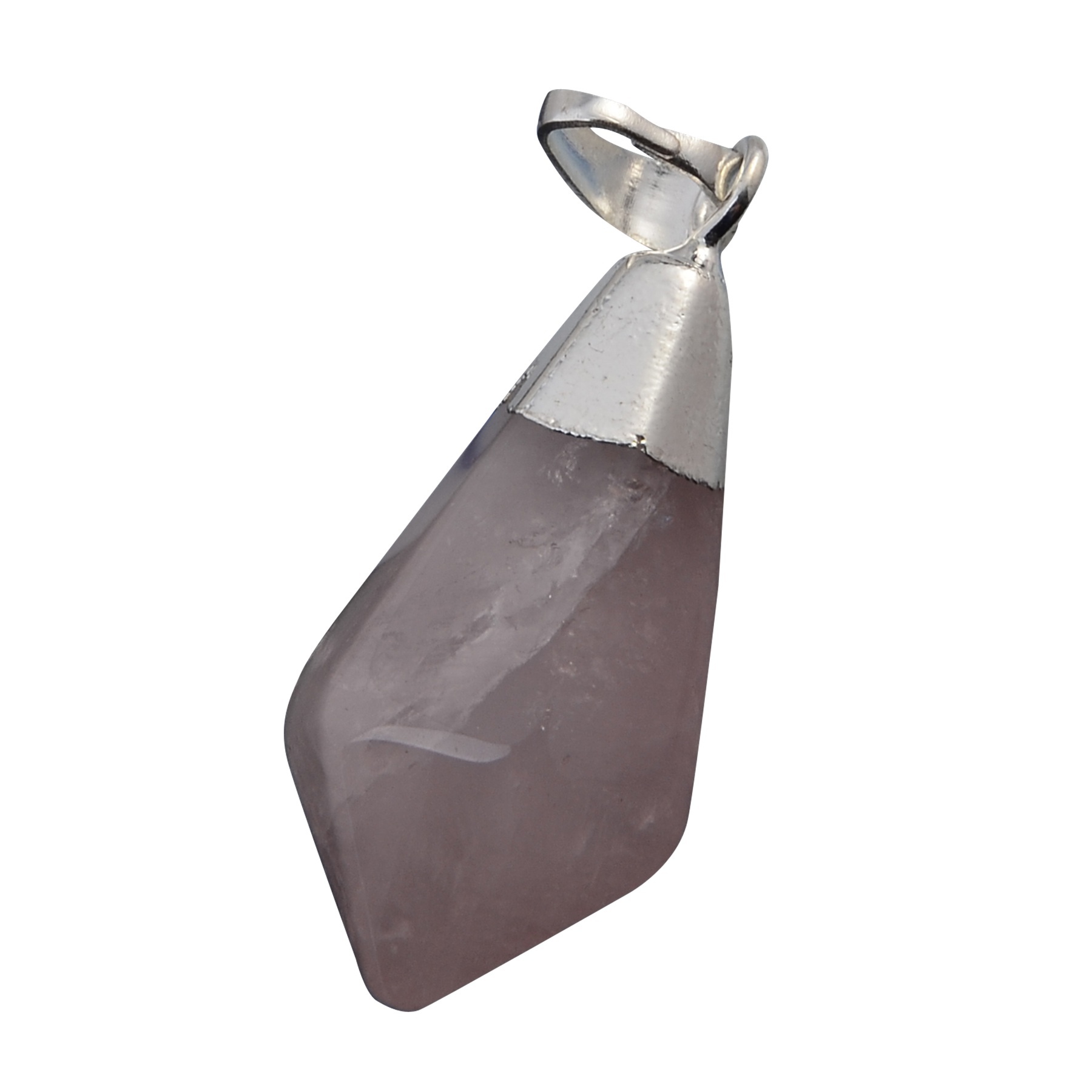 Silver Hexahedral Cone Gemstone Pendant