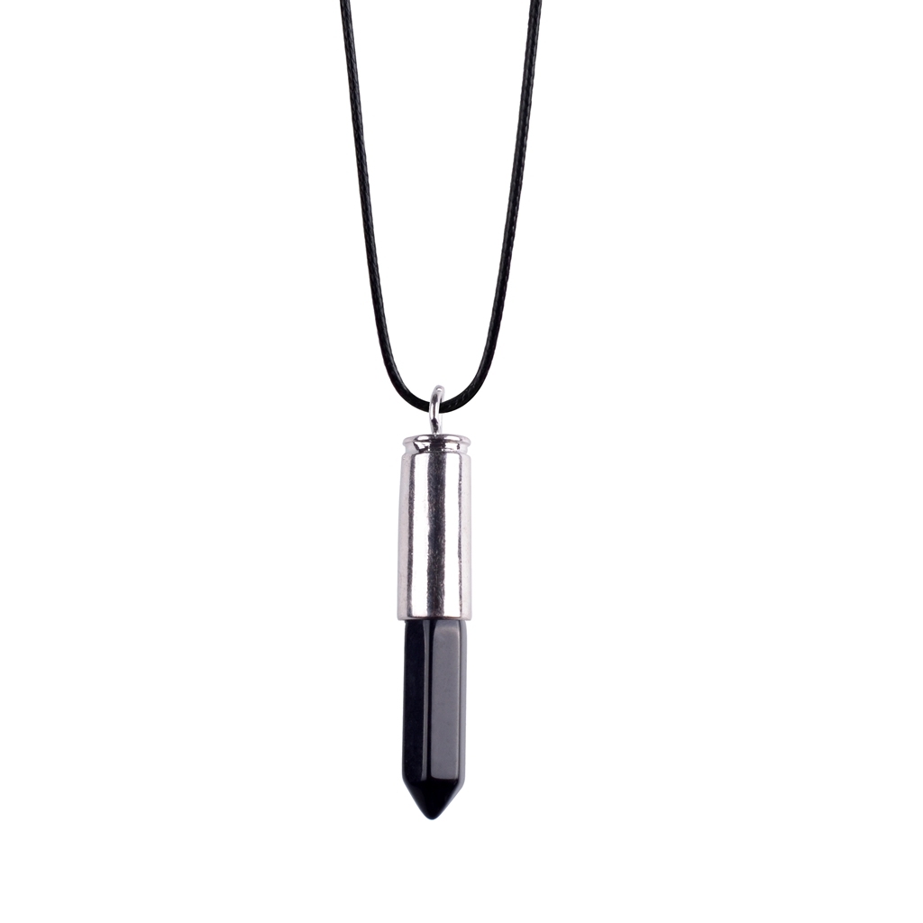 Silver Hexahedral Cylinder Gemstone Pendant