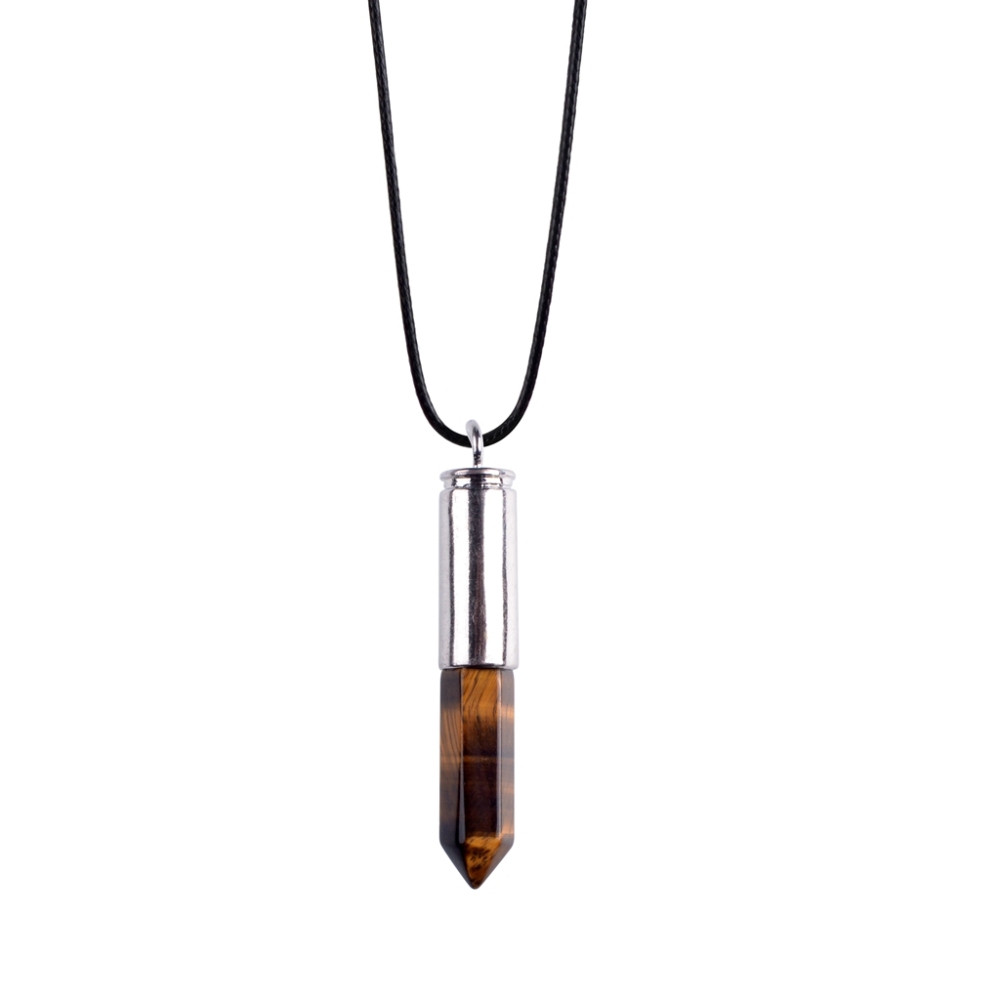 Silver Hexahedral Cylinder Gemstone Pendant