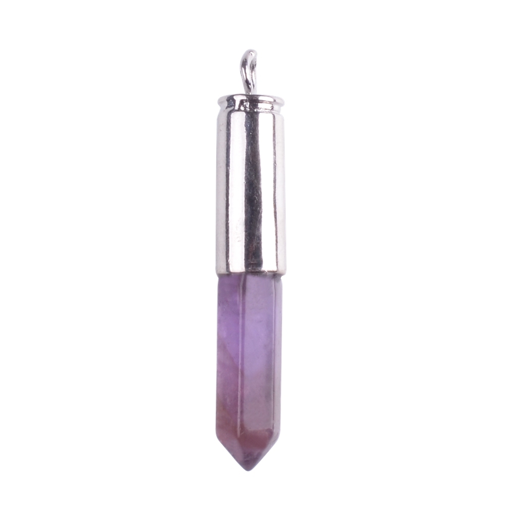 Silver Hexahedral Cylinder Gemstone Pendant