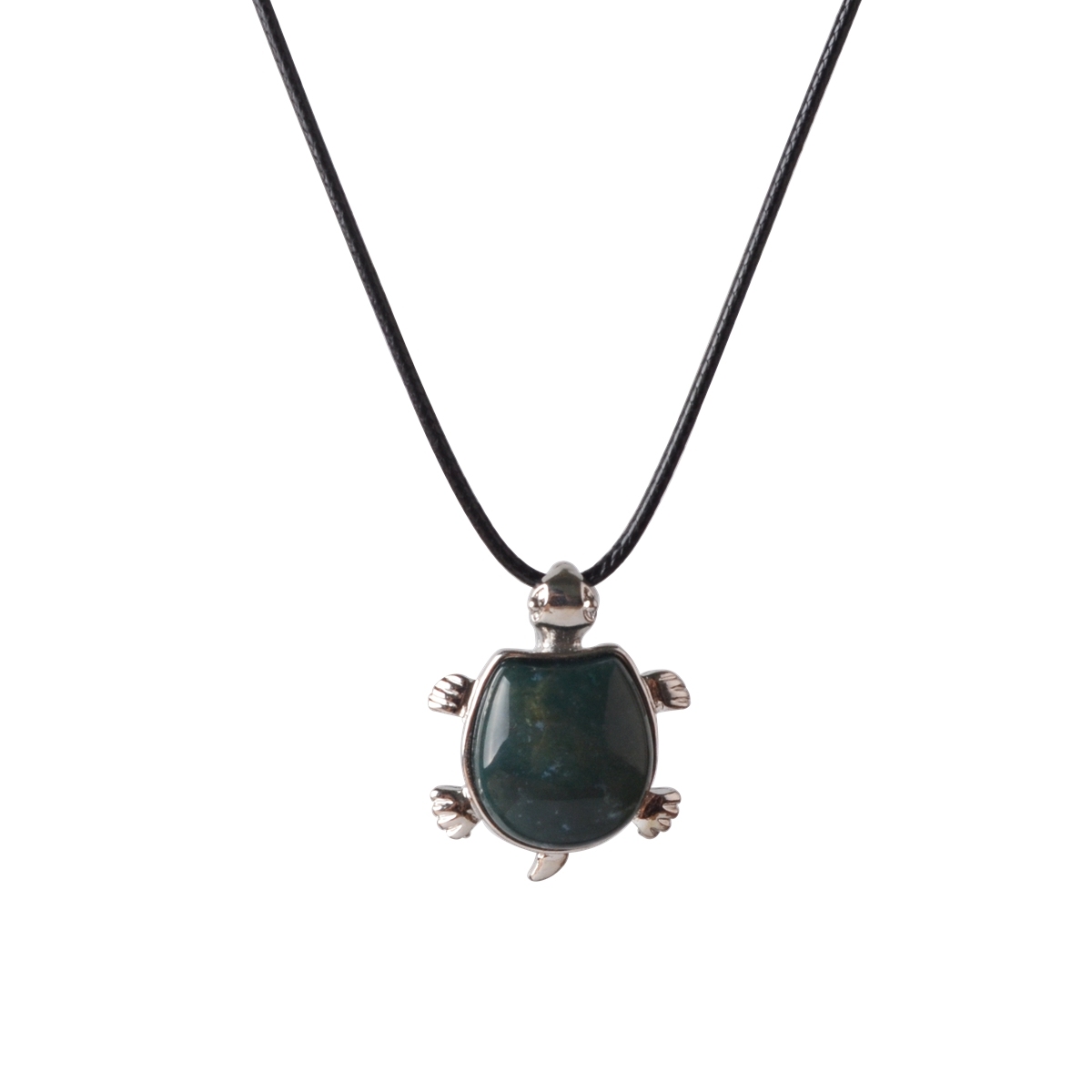 Silver Tortoise Gemstone Pendant