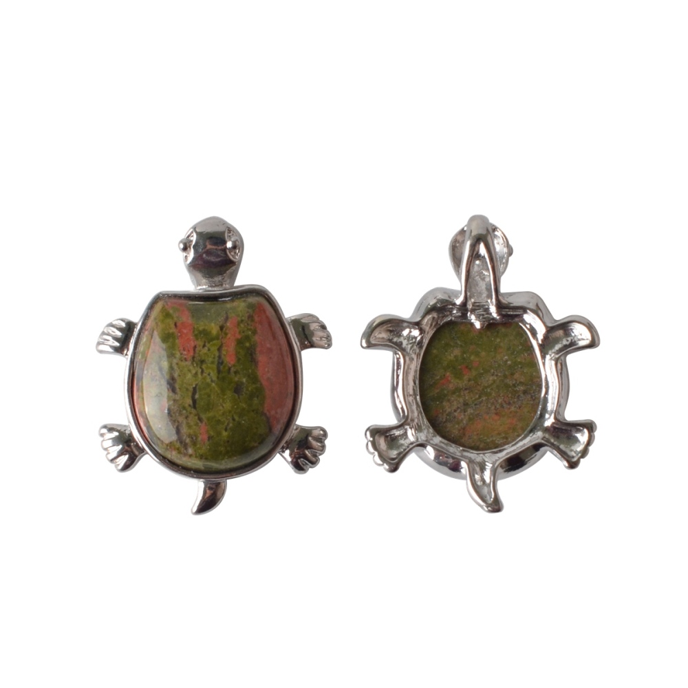 Silver Tortoise Gemstone Pendant