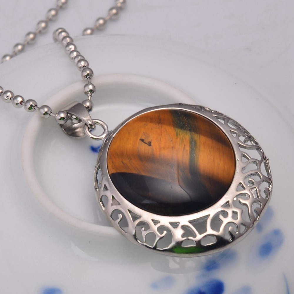 Silver Coin Gemstone Pendant