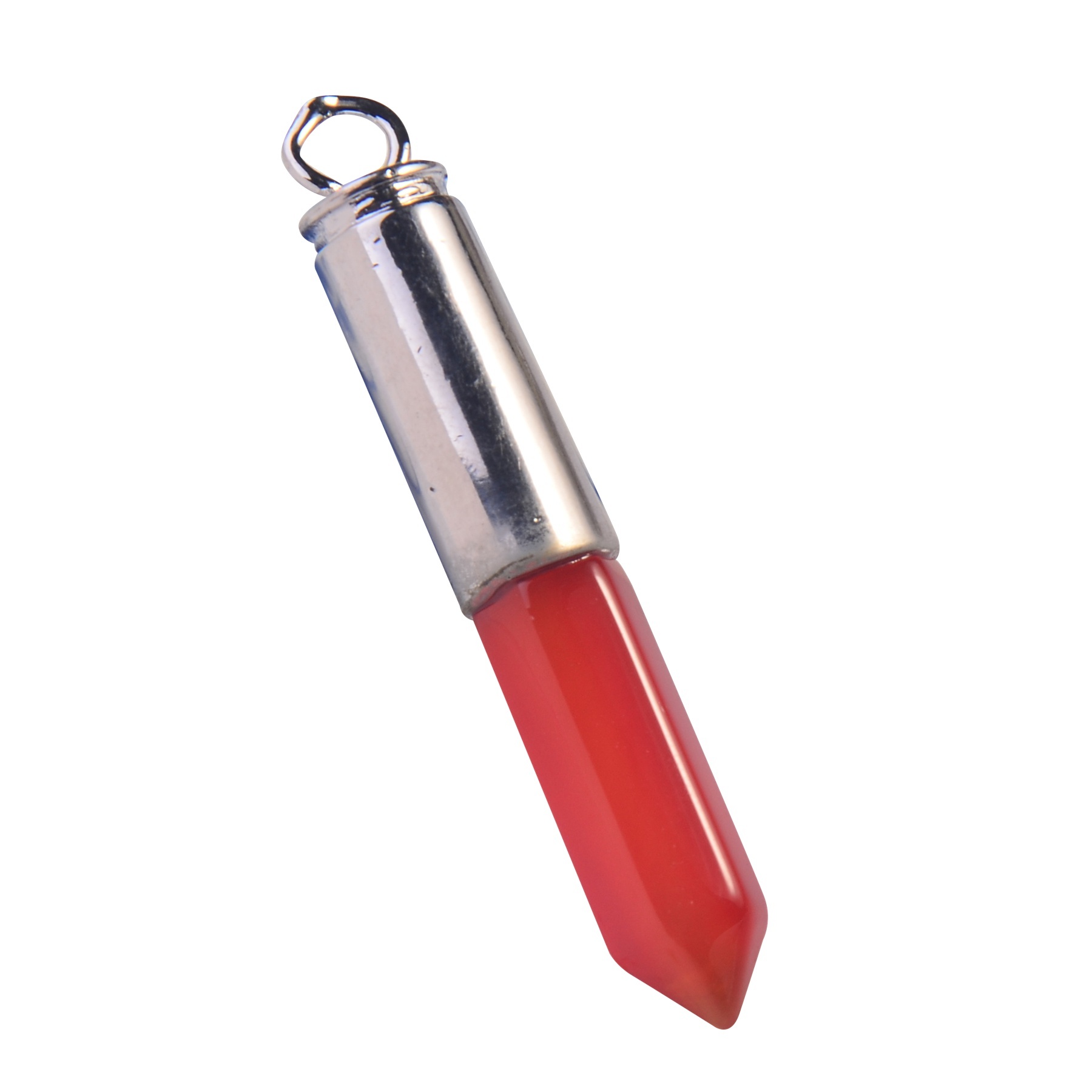 Silver Hexahedral Cylinder Gemstone Pendant
