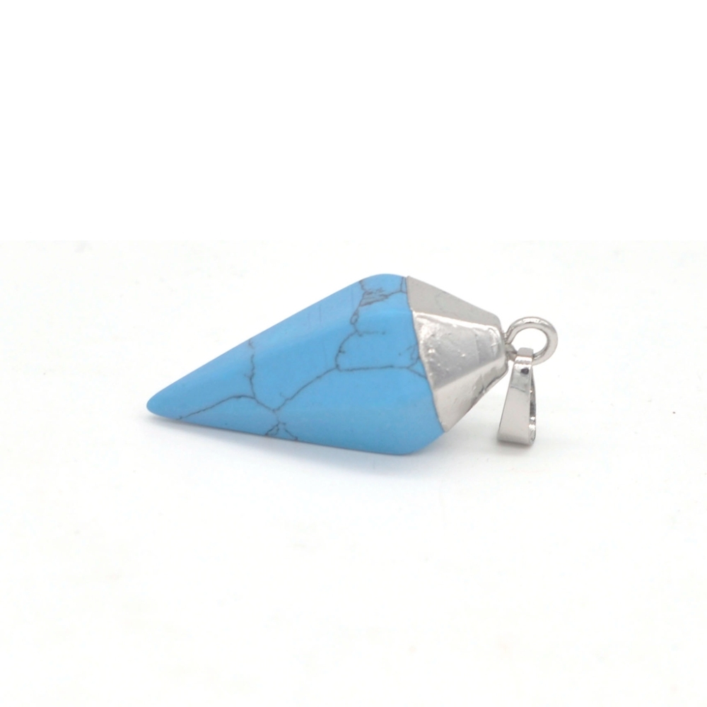 Silver Hexahedral Cone Gemstone Pendant