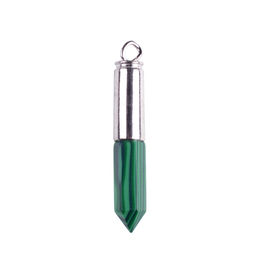 Silver Hexahedral Cylinder Gemstone Pendant