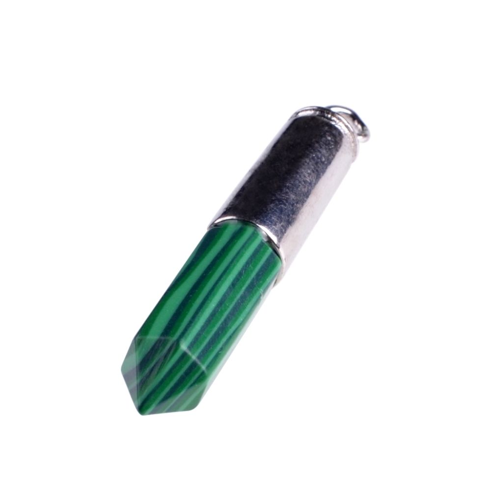 Silver Hexahedral Cylinder Gemstone Pendant