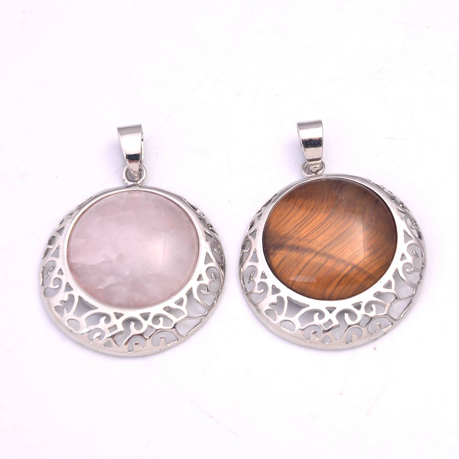 Silver Coin Gemstone Pendant