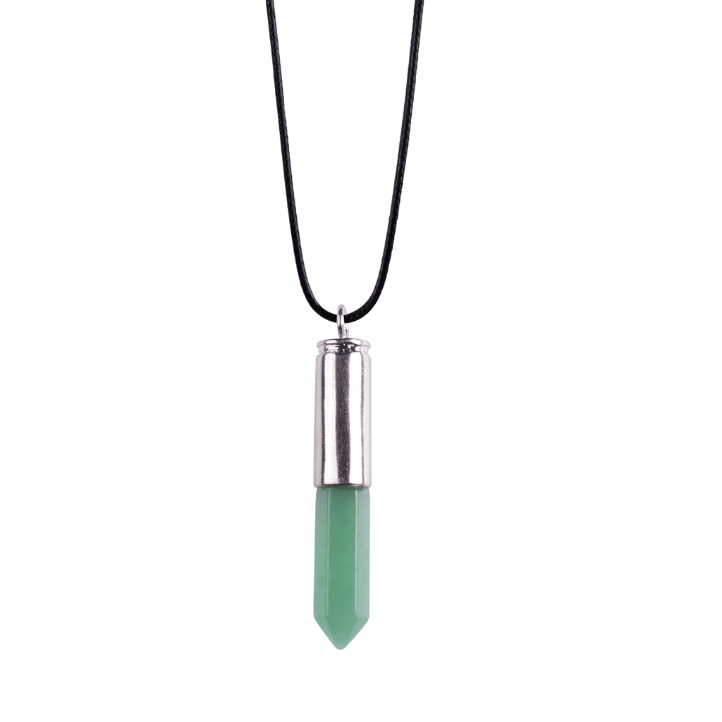 Silver Hexahedral Cylinder Gemstone Pendant