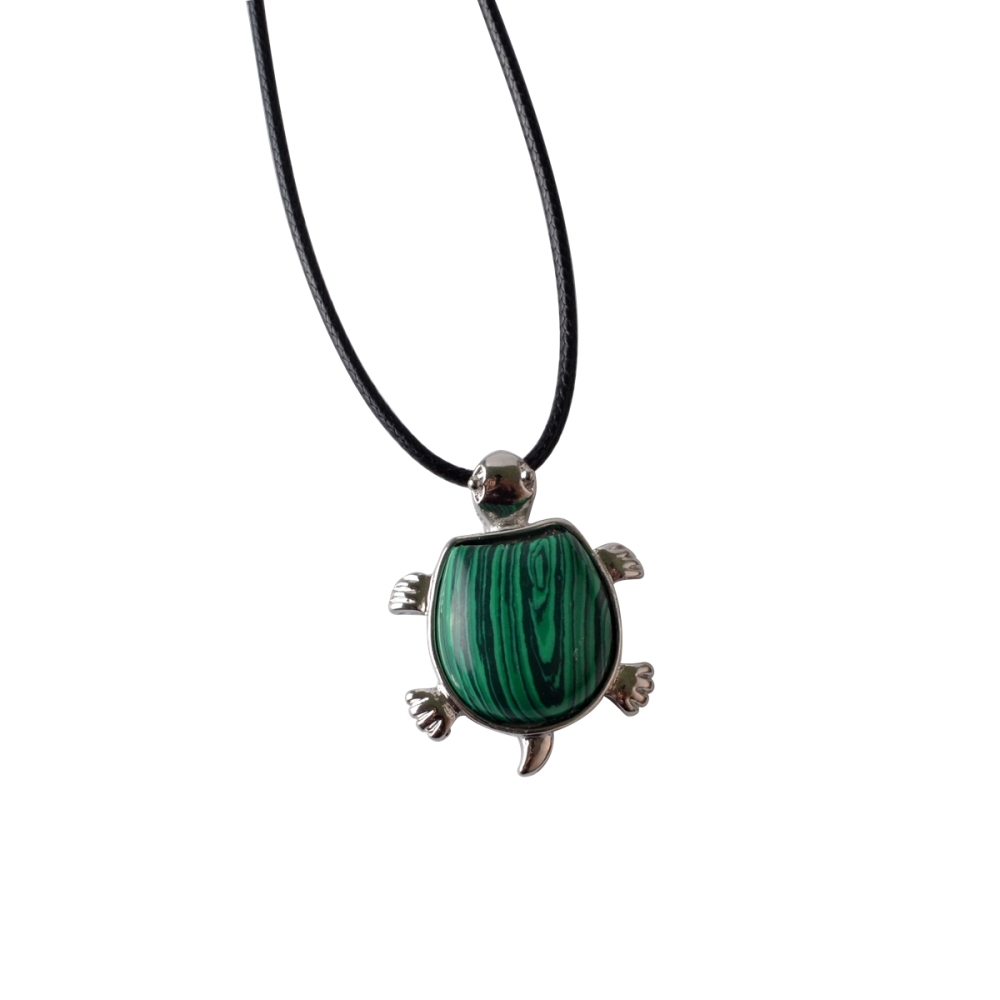 Silver Tortoise Gemstone Pendant