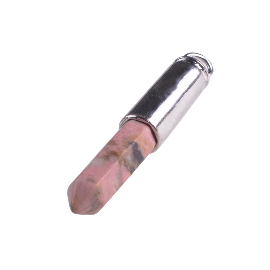 Silver Hexahedral Cylinder Gemstone Pendant