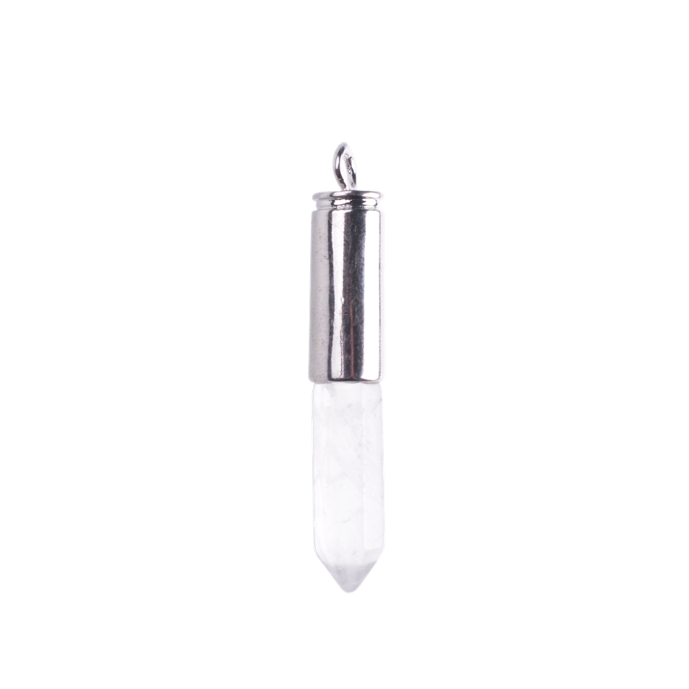 Silver Hexahedral Cylinder Gemstone Pendant