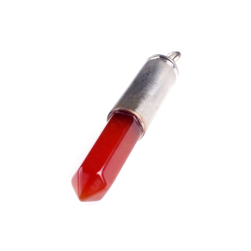 Silver Hexahedral Cylinder Gemstone Pendant
