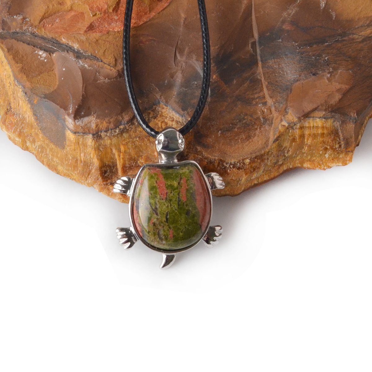 Silver Tortoise Gemstone Pendant