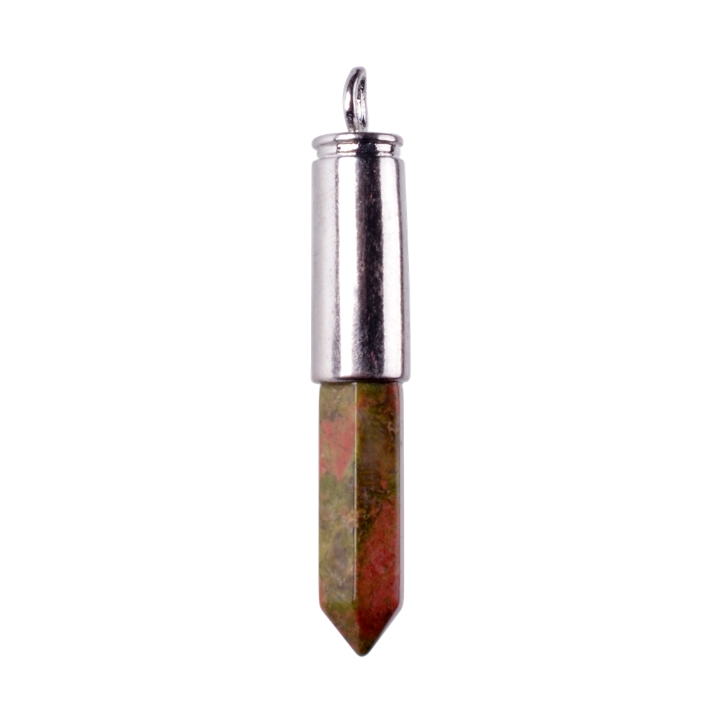 Silver Hexahedral Cylinder Gemstone Pendant