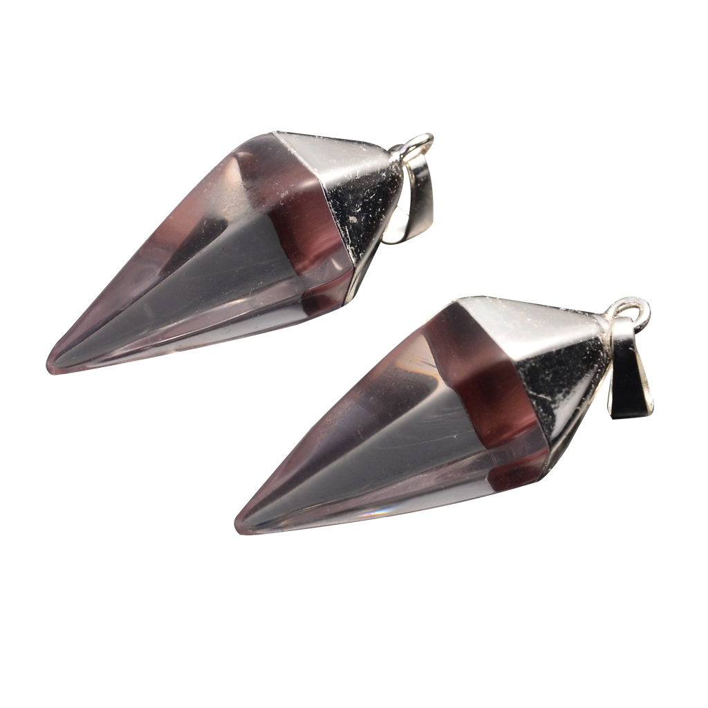 Silver Hexahedral Cone Gemstone Pendant