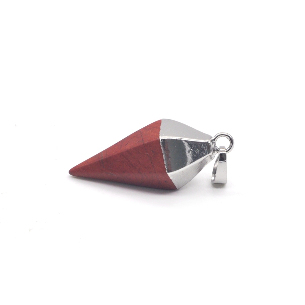 Silver Hexahedral Cone Gemstone Pendant