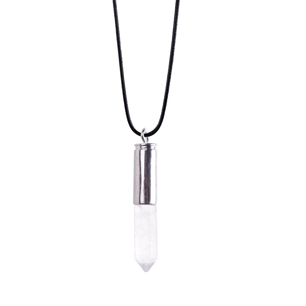 Silver Hexahedral Cylinder Gemstone Pendant