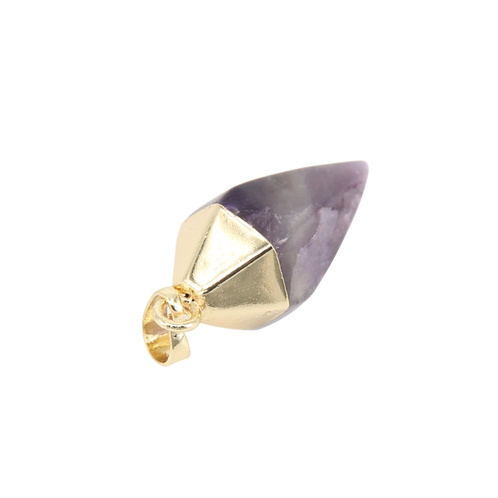 Silver Hexahedral Cone Gemstone Pendant