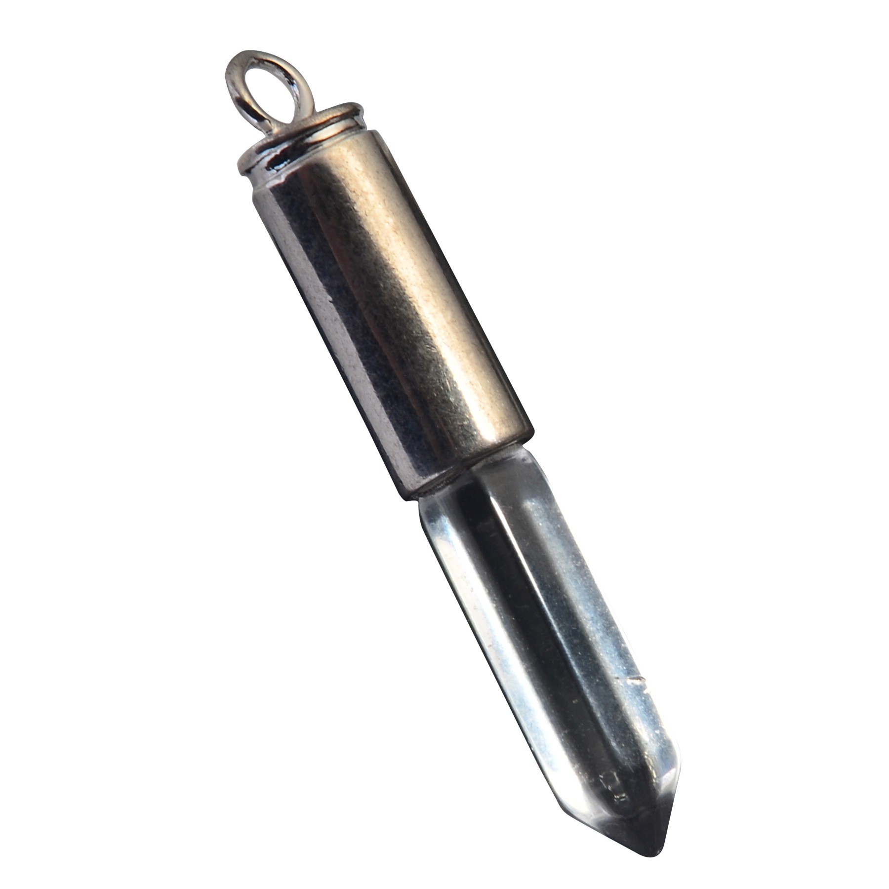 Silver Hexahedral Cylinder Gemstone Pendant