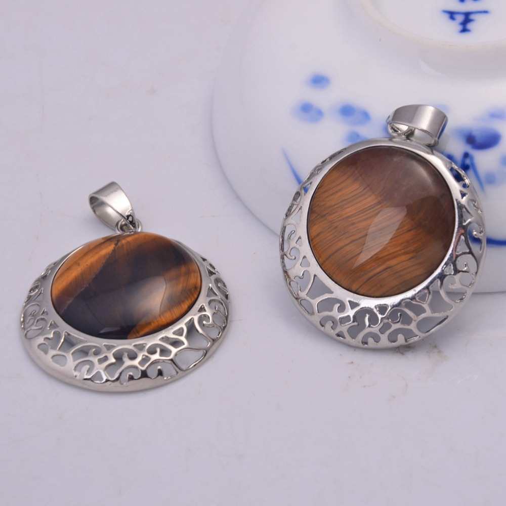 Silver Coin Gemstone Pendant