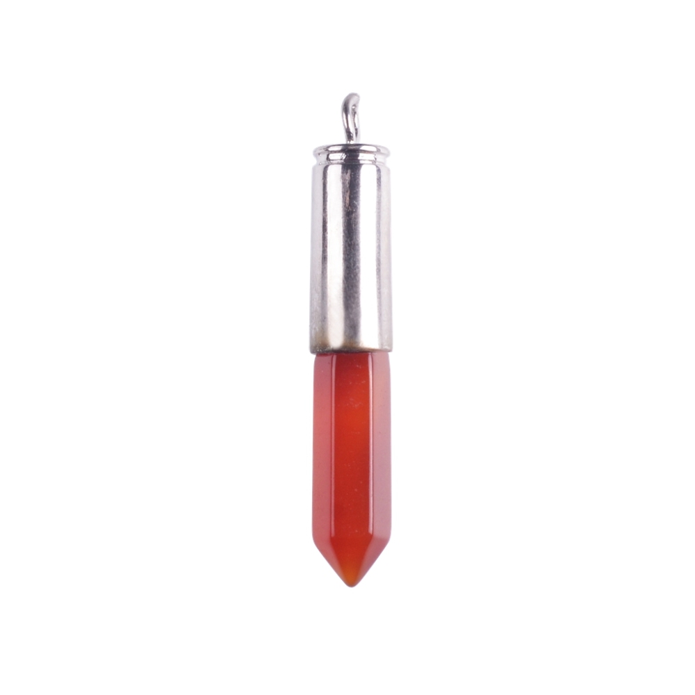 Silver Hexahedral Cylinder Gemstone Pendant