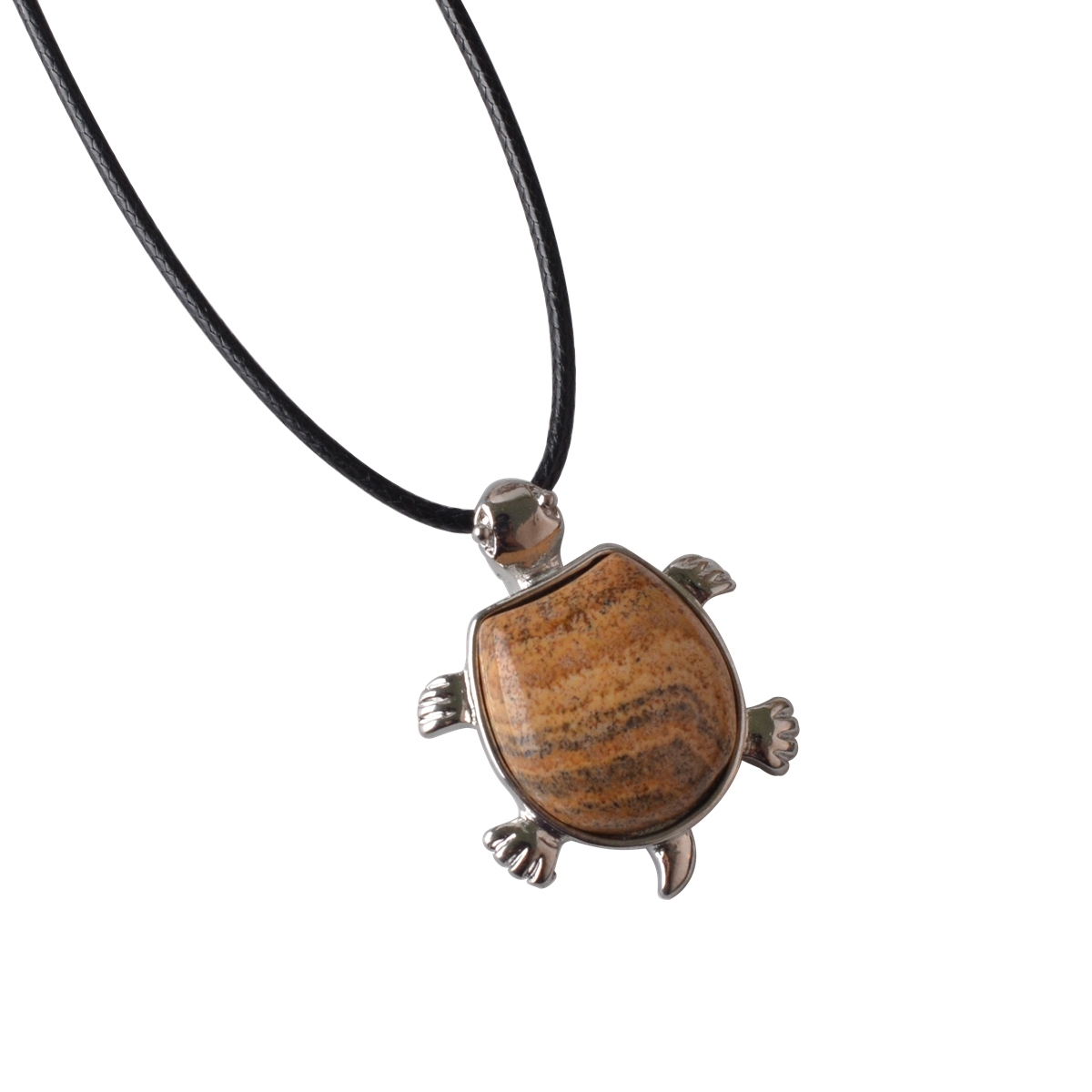 Silver Tortoise Gemstone Pendant