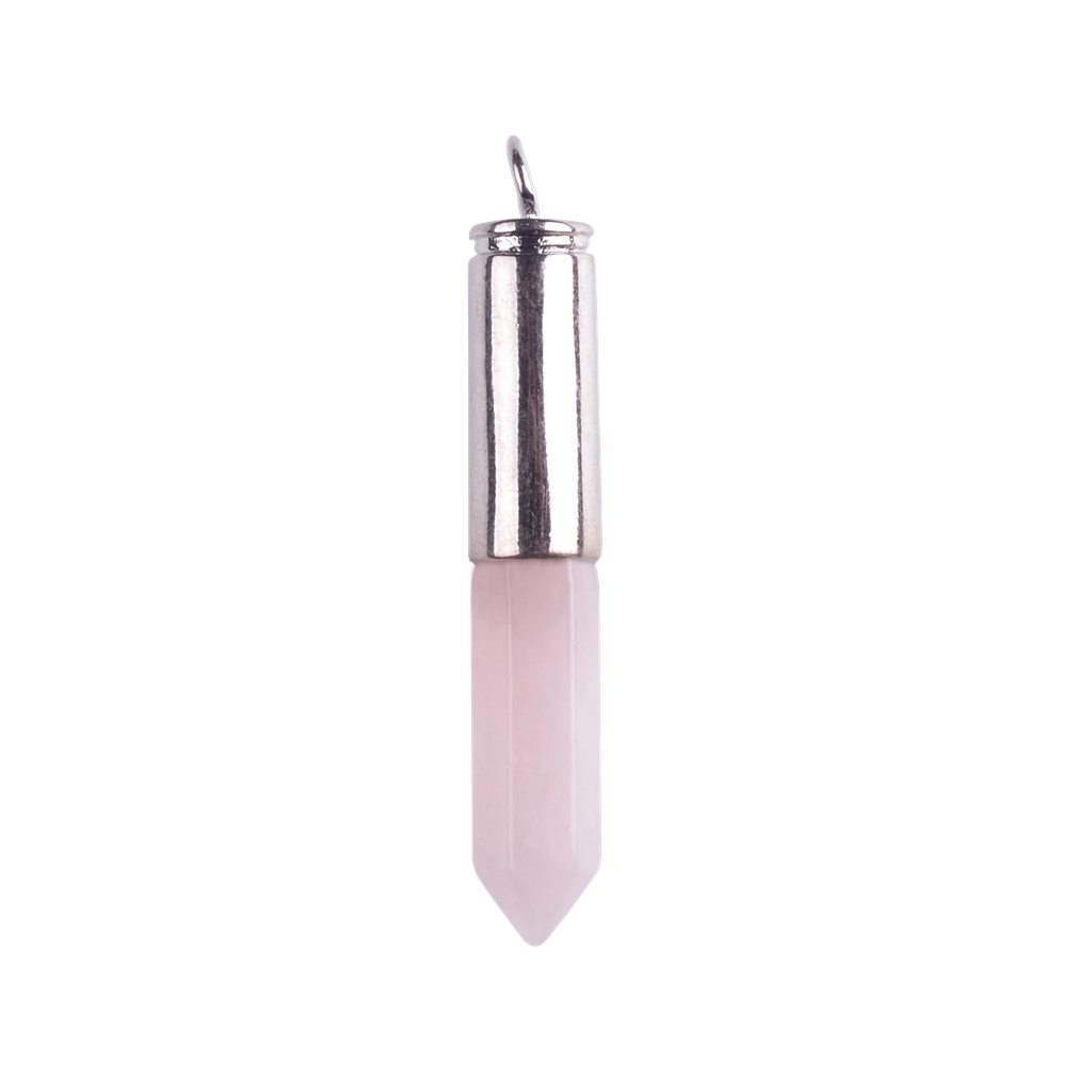 Silver Hexahedral Cylinder Gemstone Pendant