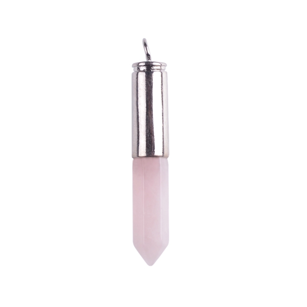 Silver Hexahedral Cylinder Gemstone Pendant